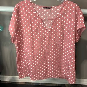 SHEIN Salmon color with white polka dots XL top.